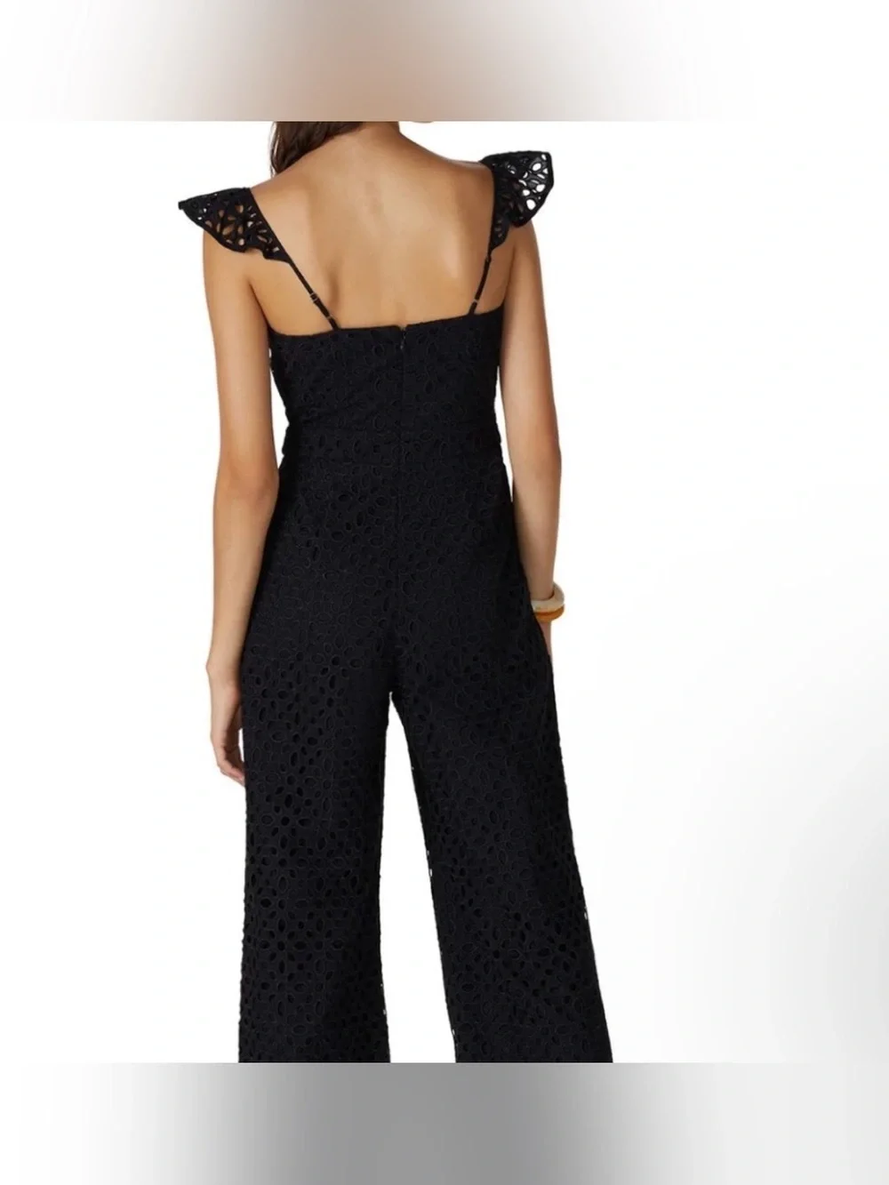 NWT J.Crew Kasana eyelet jumpsuit featuring ruffled straps.
